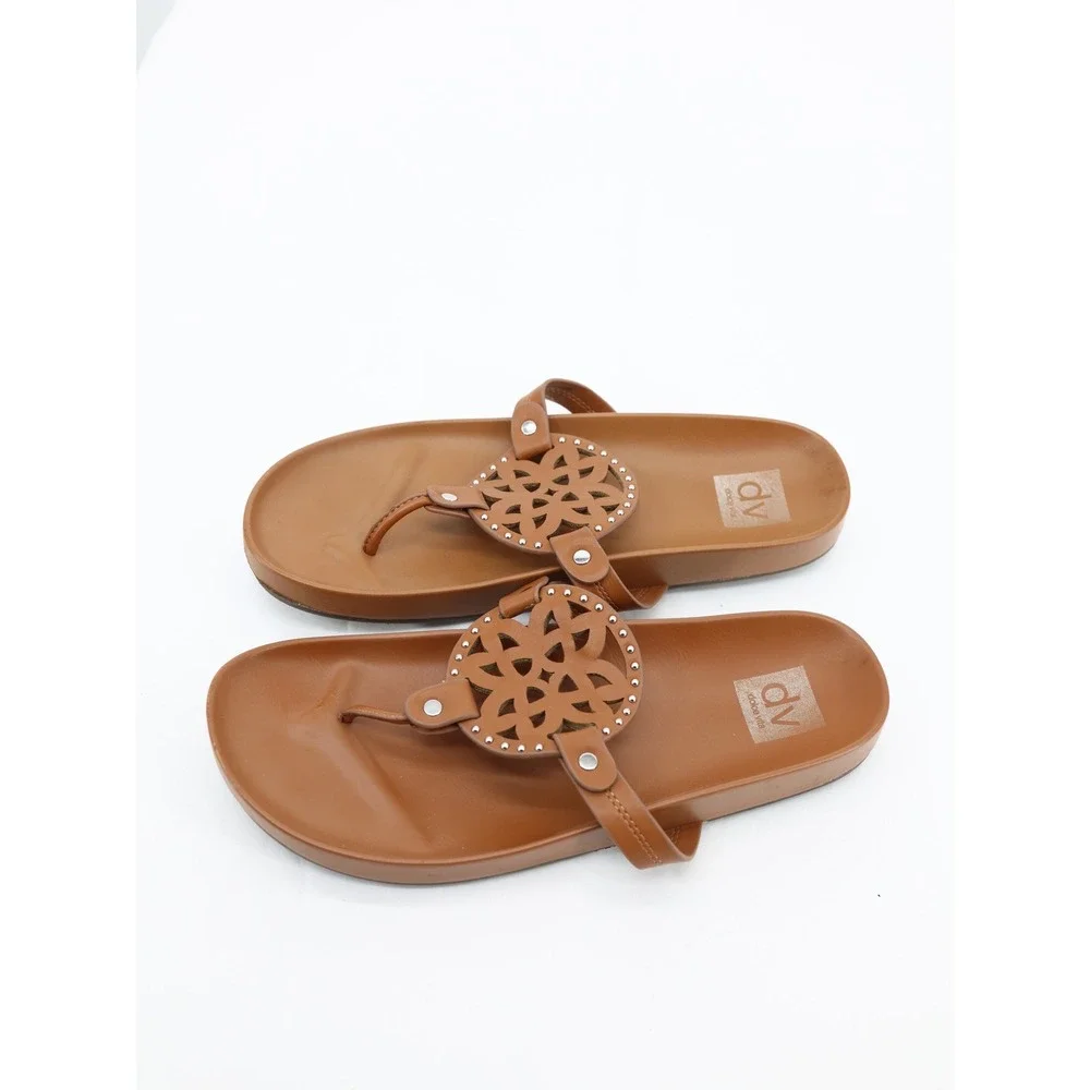 DV Dolce Vita Pandora Footbed Thong Sandals Tan Boho Summer Size 9 - Picture 1 of 8